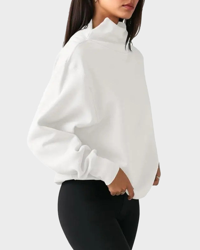 Cozy Oversized Half-Turtleneck Pullover