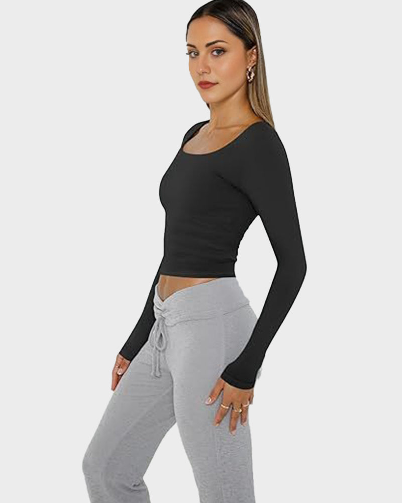 Slim-Fit Square-Neck Crop Top