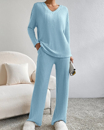 Soft V-Neck Two-Piece Lounge Set